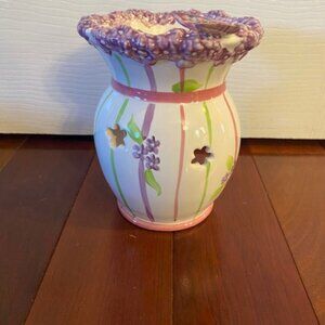 PartyLite Purple Butterfly Ceramic Wax Melt Warmer Tealight Candle Holder 5.5"